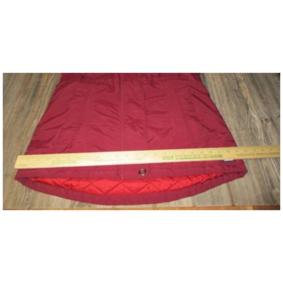 Lands' End Blue Button & Zip Jacket Sz M 10-12 Cinch Waist Hooded Squall Protect - Picture 8 of 16